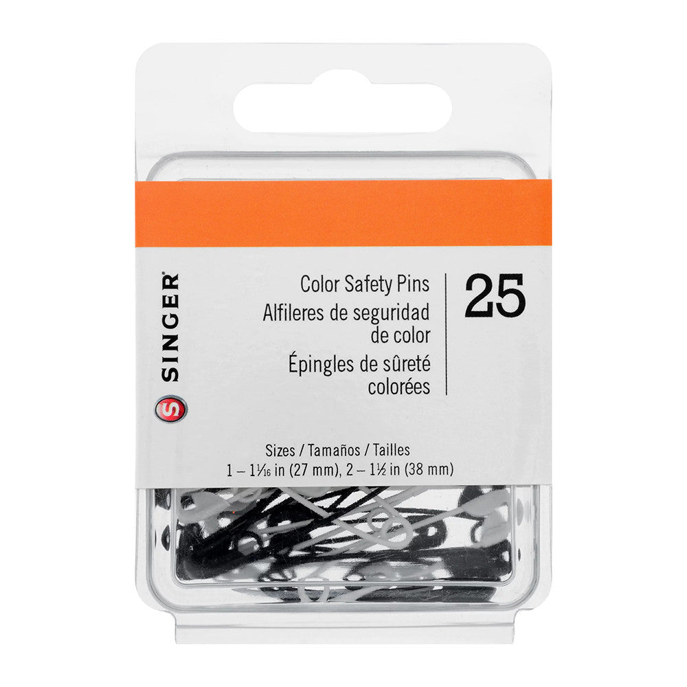 Singer Safety Pins, Black and White, 25 Ea